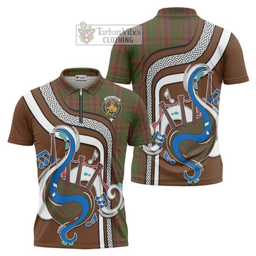 MacGillivray Hunting Tartan Zipper Polo Shirt with Epic Bagpipe Style