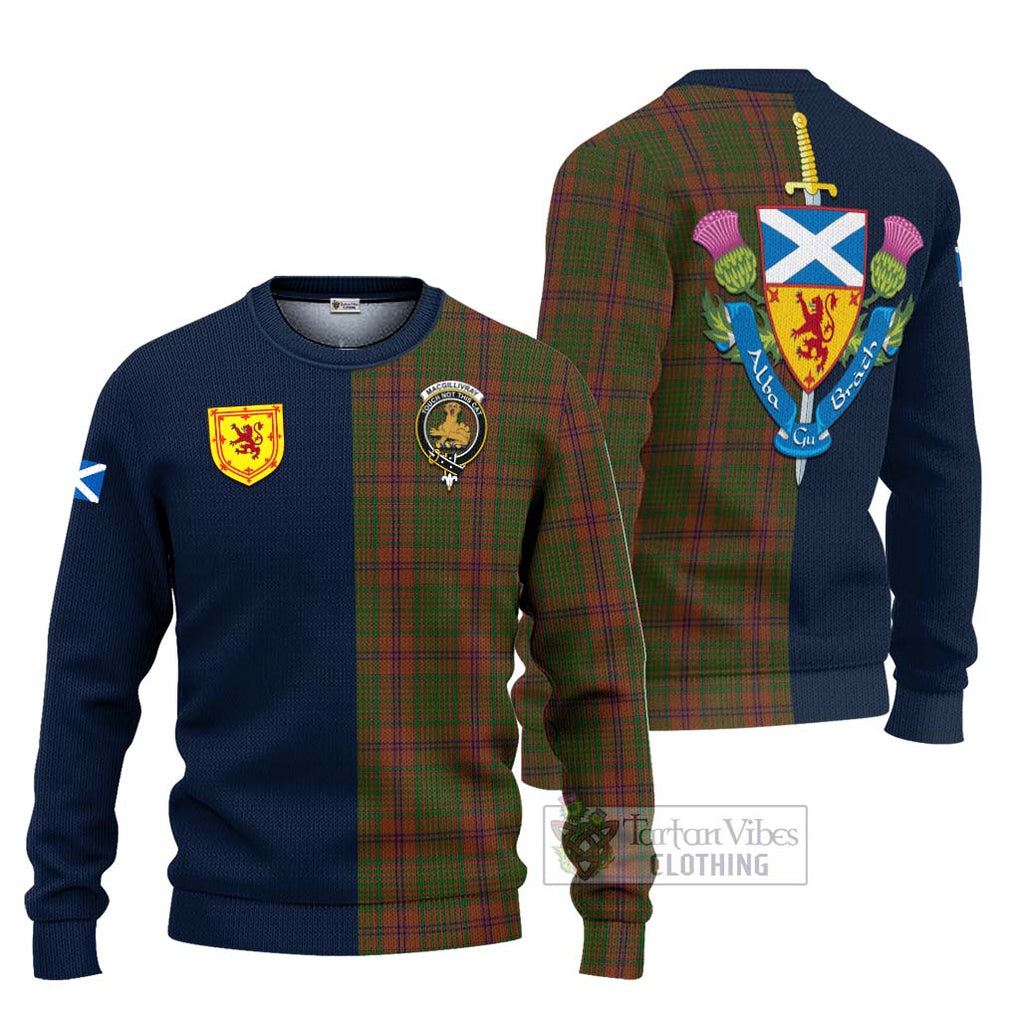 Tartan Vibes Clothing MacGillivray Hunting Tartan Knitted Sweater with Scottish Lion Royal Arm Half Style