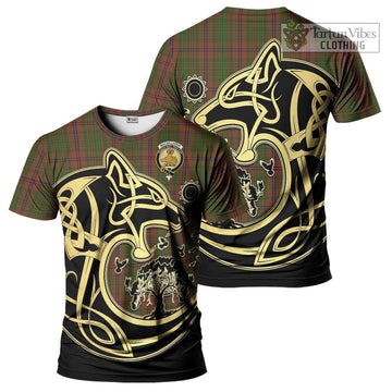 MacGillivray Hunting Tartan T-Shirt with Family Crest Celtic Wolf Style