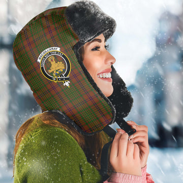 MacGillivray Hunting Tartan Winter Trapper Hat with Family Crest