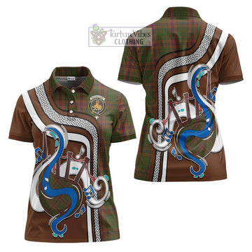 MacGillivray Hunting Tartan Women's Polo Shirt with Epic Bagpipe Style