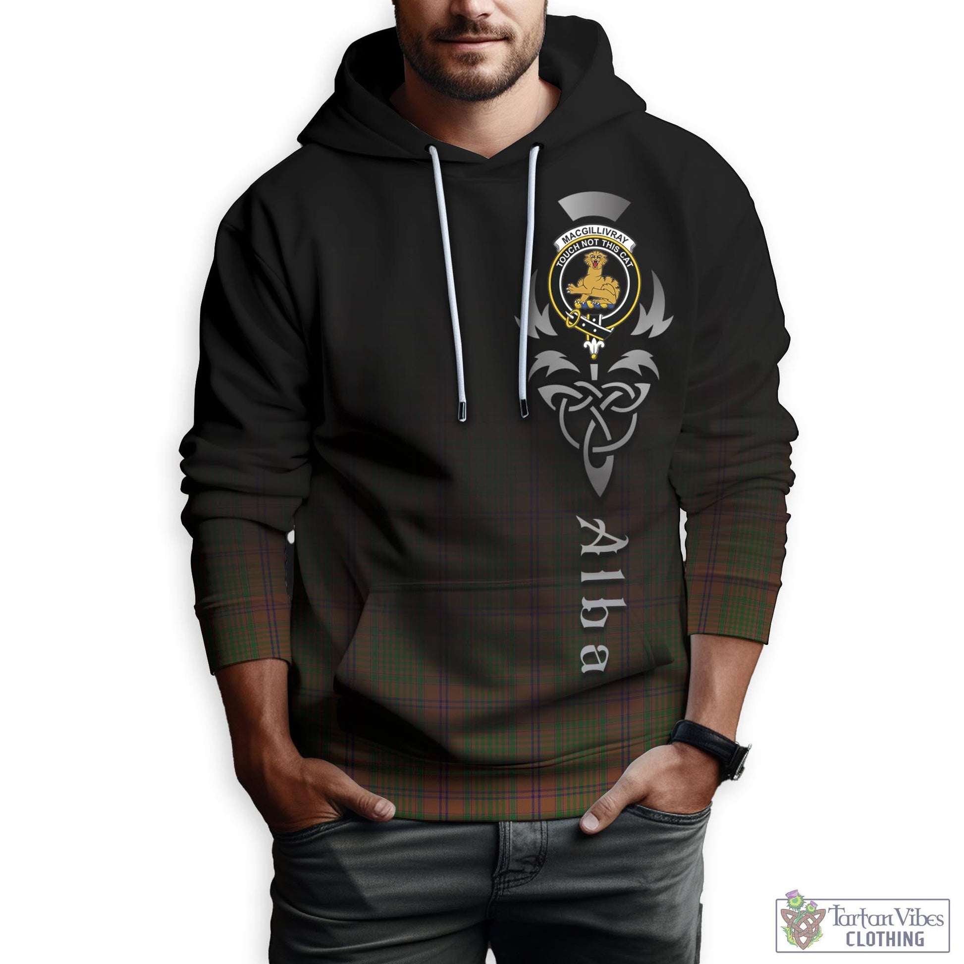 Tartan Vibes Clothing MacGillivray Hunting Tartan Hoodie Featuring Alba Gu Brath Family Crest Celtic Inspired