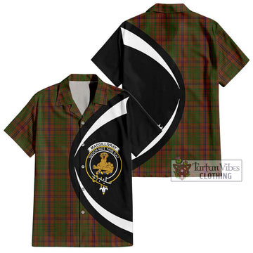 MacGillivray Hunting Tartan Short Sleeve Button Up with Family Crest Circle Style