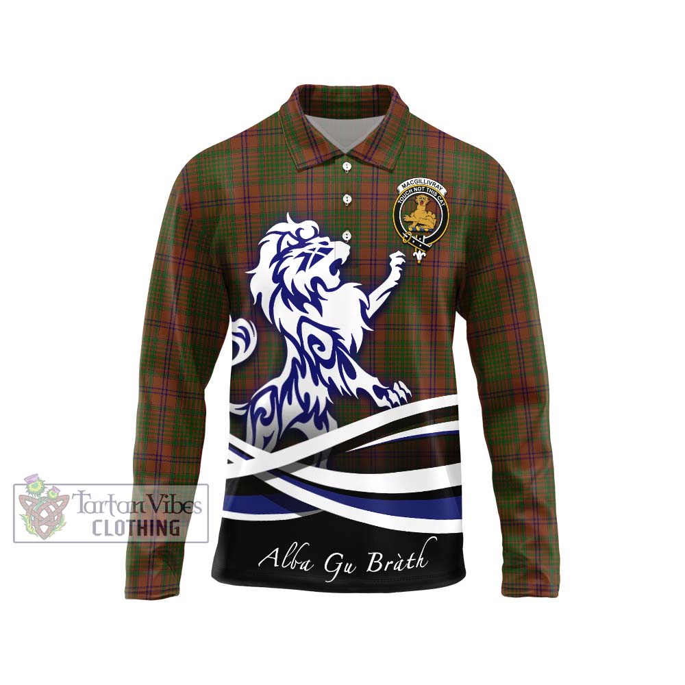 MacGillivray Hunting Tartan Long Sleeve Polo Shirt with Alba Gu Brath Regal Lion Emblem Unisex - Tartanvibesclothing Shop