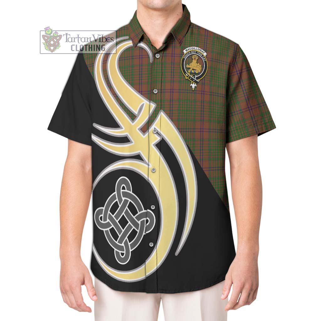 MacGillivray Hunting Tartan Short Sleeve Button Shirt with Family Crest and Celtic Symbol Style Kid - Tartan Vibes Clothing