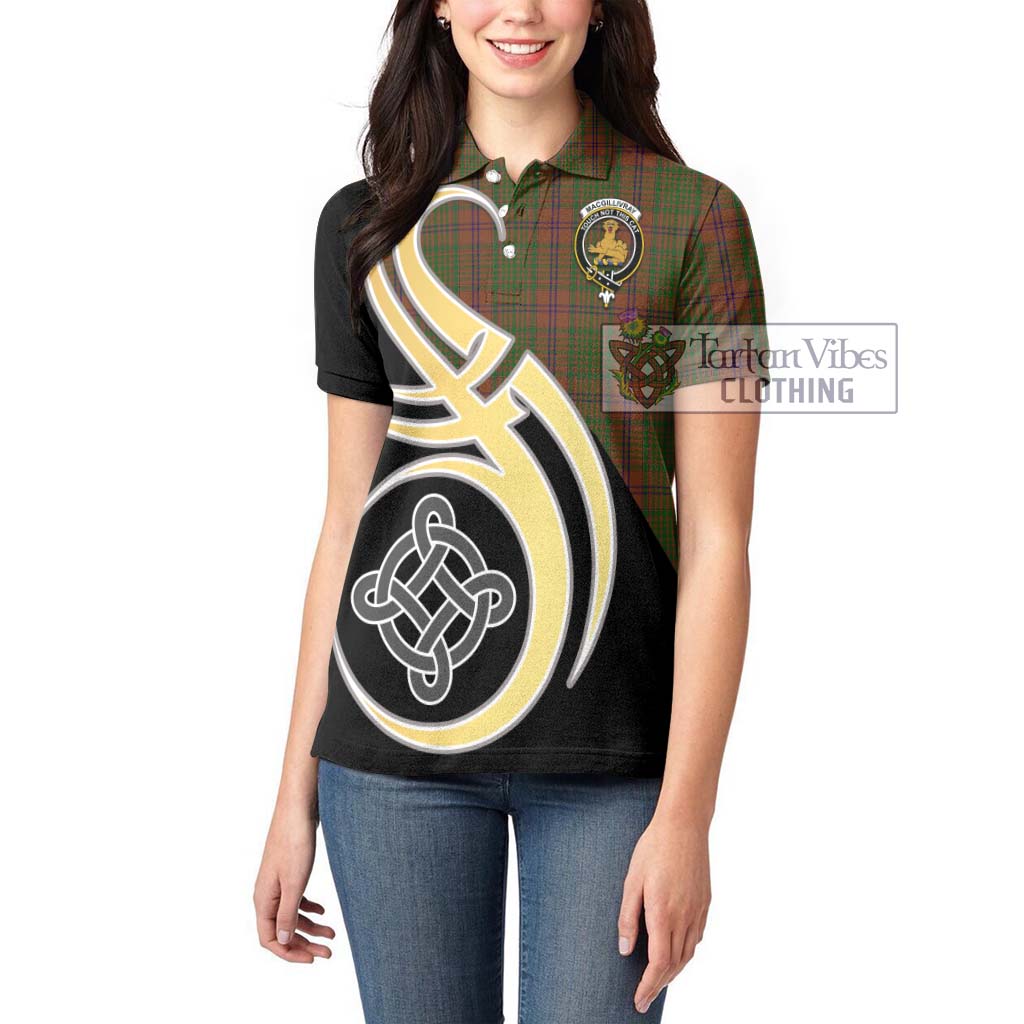 MacGillivray Hunting Tartan Women's Polo Shirt with Family Crest and Celtic Symbol Style Women - Tartan Vibes Clothing