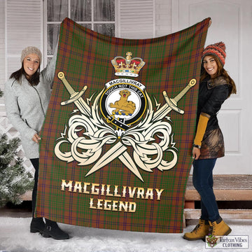 MacGillivray Hunting Tartan Blanket with Clan Crest and the Golden Sword of Courageous Legacy