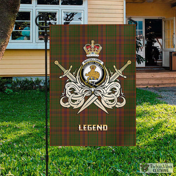 MacGillivray Hunting Tartan Flag with Clan Crest and the Golden Sword of Courageous Legacy