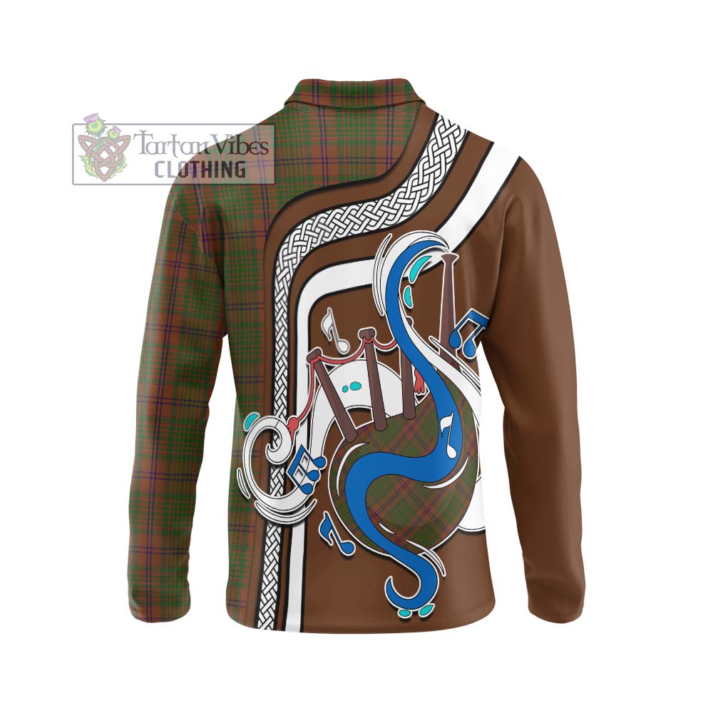 Tartan Vibes Clothing MacGillivray Hunting Tartan Long Sleeve Polo Shirt with Epic Bagpipe Style