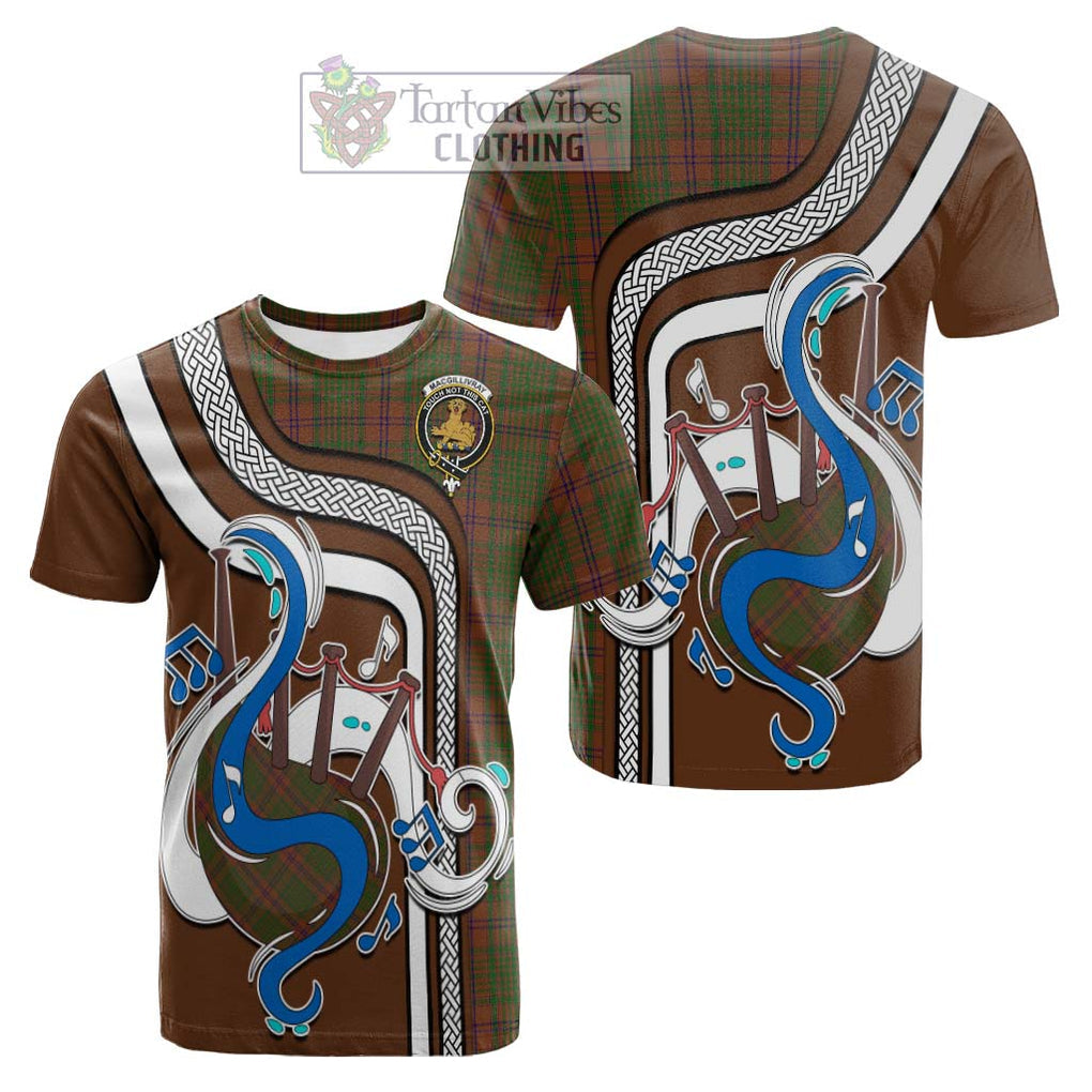 Tartan Vibes Clothing MacGillivray Hunting Tartan Cotton T-shirt with Epic Bagpipe Style