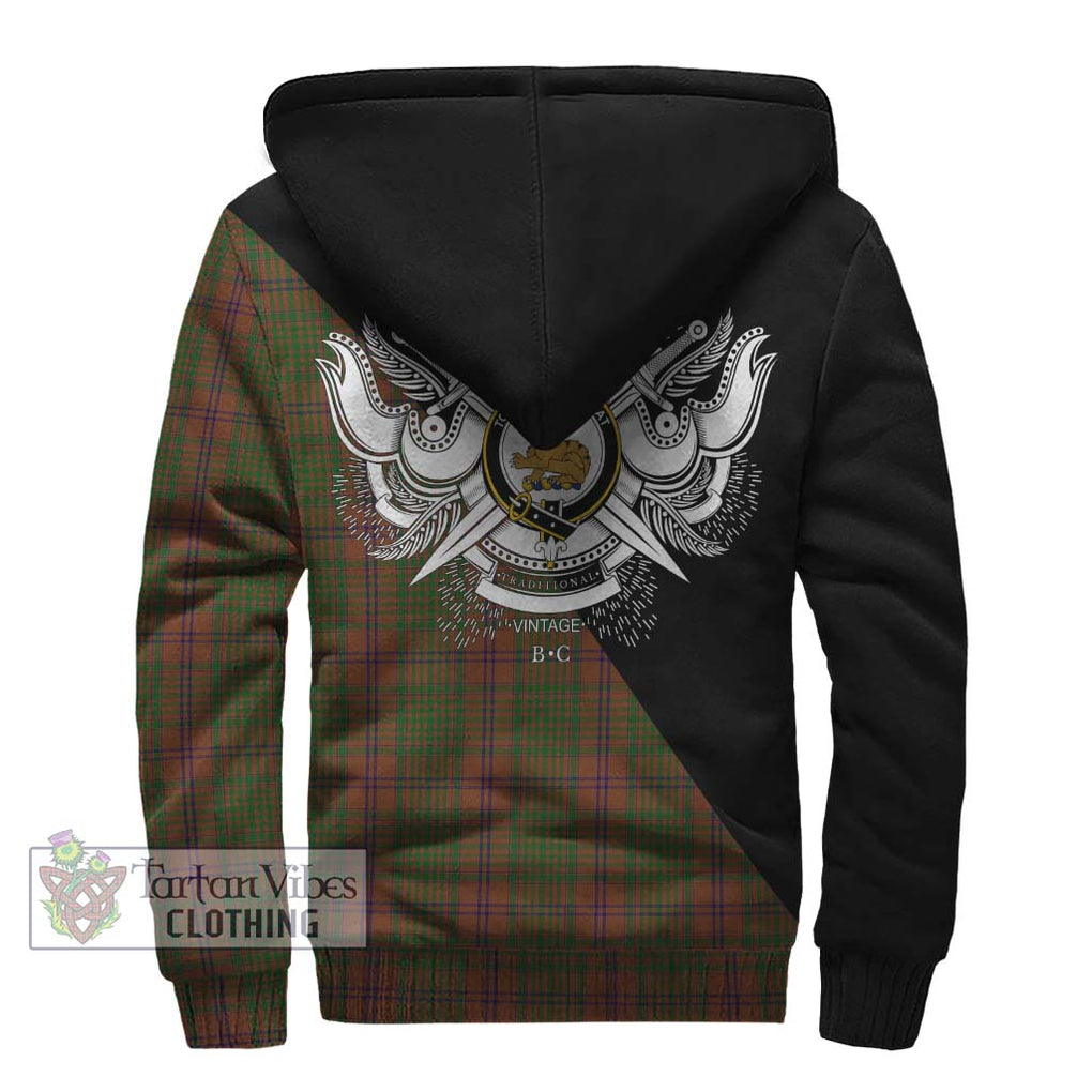 MacGillivray Hunting Tartan Sherpa Hoodie with Family Crest and Military Logo Style - Tartanvibesclothing Shop