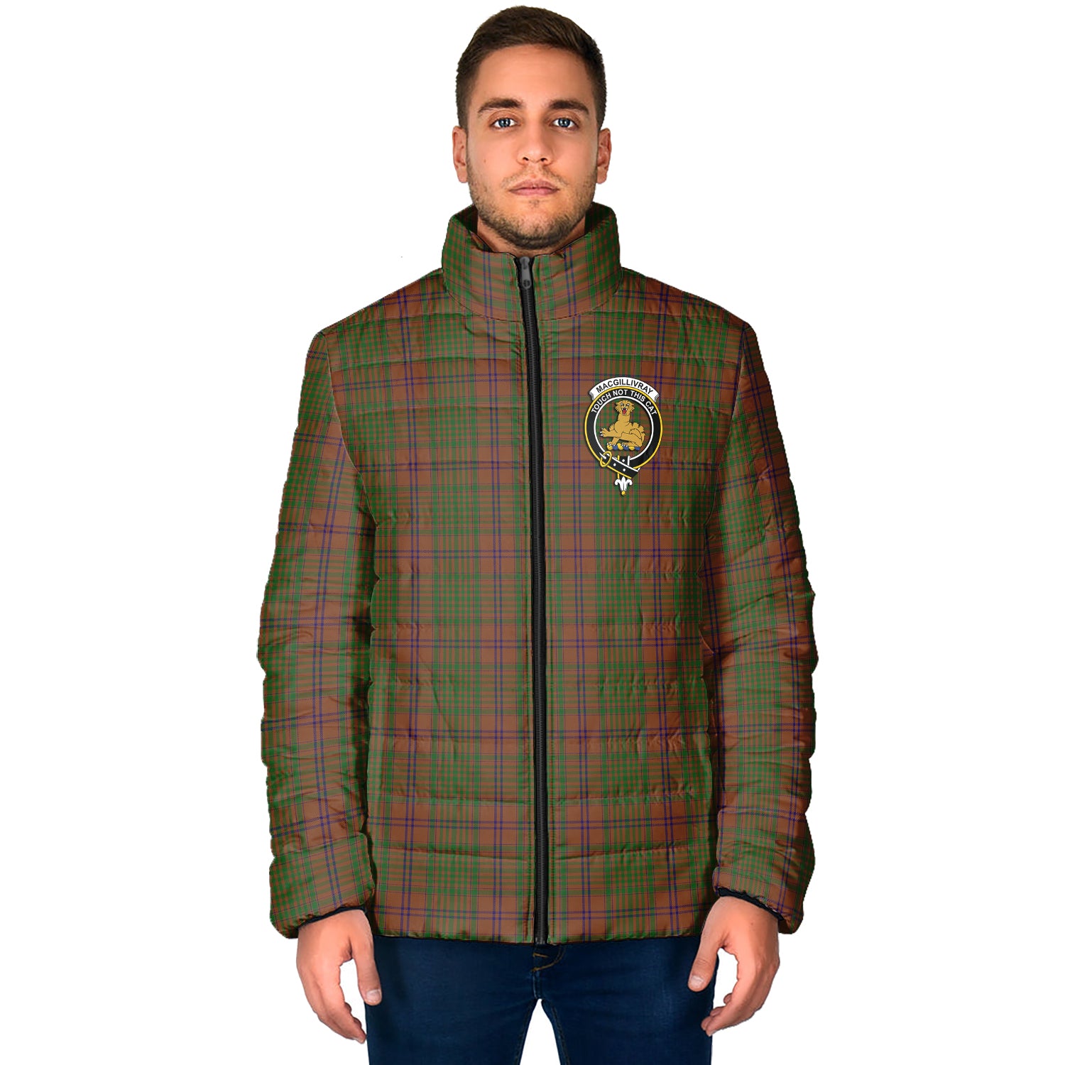 MacGillivray Hunting Tartan Padded Jacket with Family Crest - Tartan Vibes Clothing