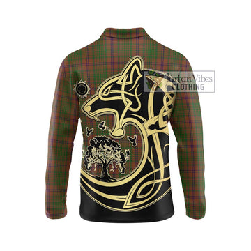 MacGillivray Hunting Tartan Long Sleeve Polo Shirt with Family Crest Celtic Wolf Style