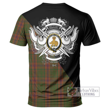 MacGillivray Hunting Tartan T-Shirt with Family Crest and Military Logo Style