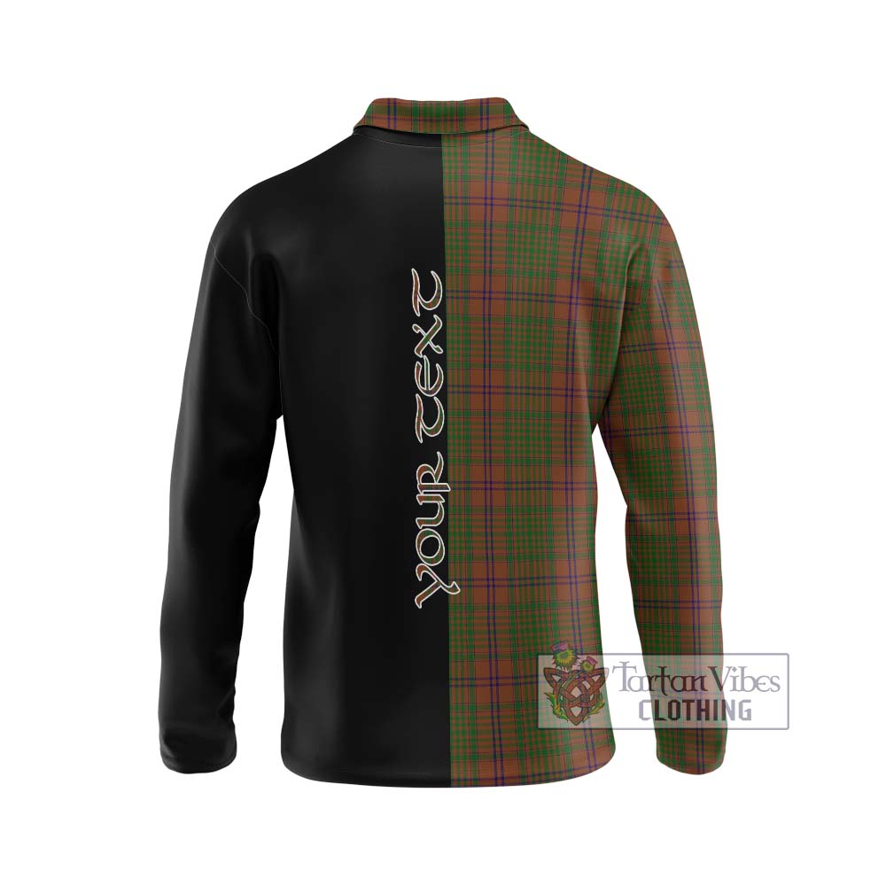 MacGillivray Hunting Tartan Long Sleeve Polo Shirt with Family Crest and Half Of Me Style - Tartanvibesclothing Shop