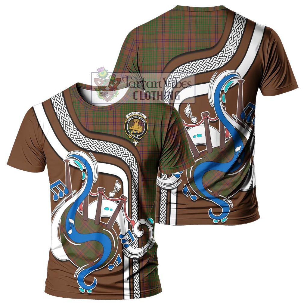 MacGillivray Hunting Tartan T-Shirt with Epic Bagpipe Style - Tartanvibesclothing Shop