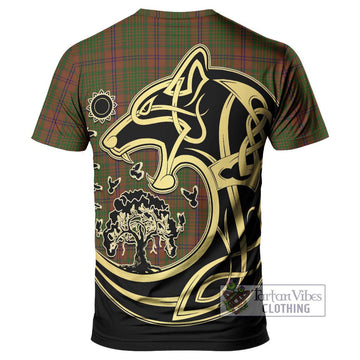 MacGillivray Hunting Tartan T-Shirt with Family Crest Celtic Wolf Style