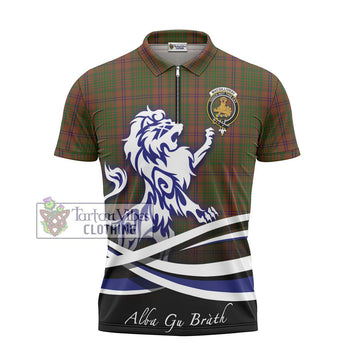 MacGillivray Hunting Tartan Zipper Polo Shirt with Alba Gu Brath Regal Lion Emblem