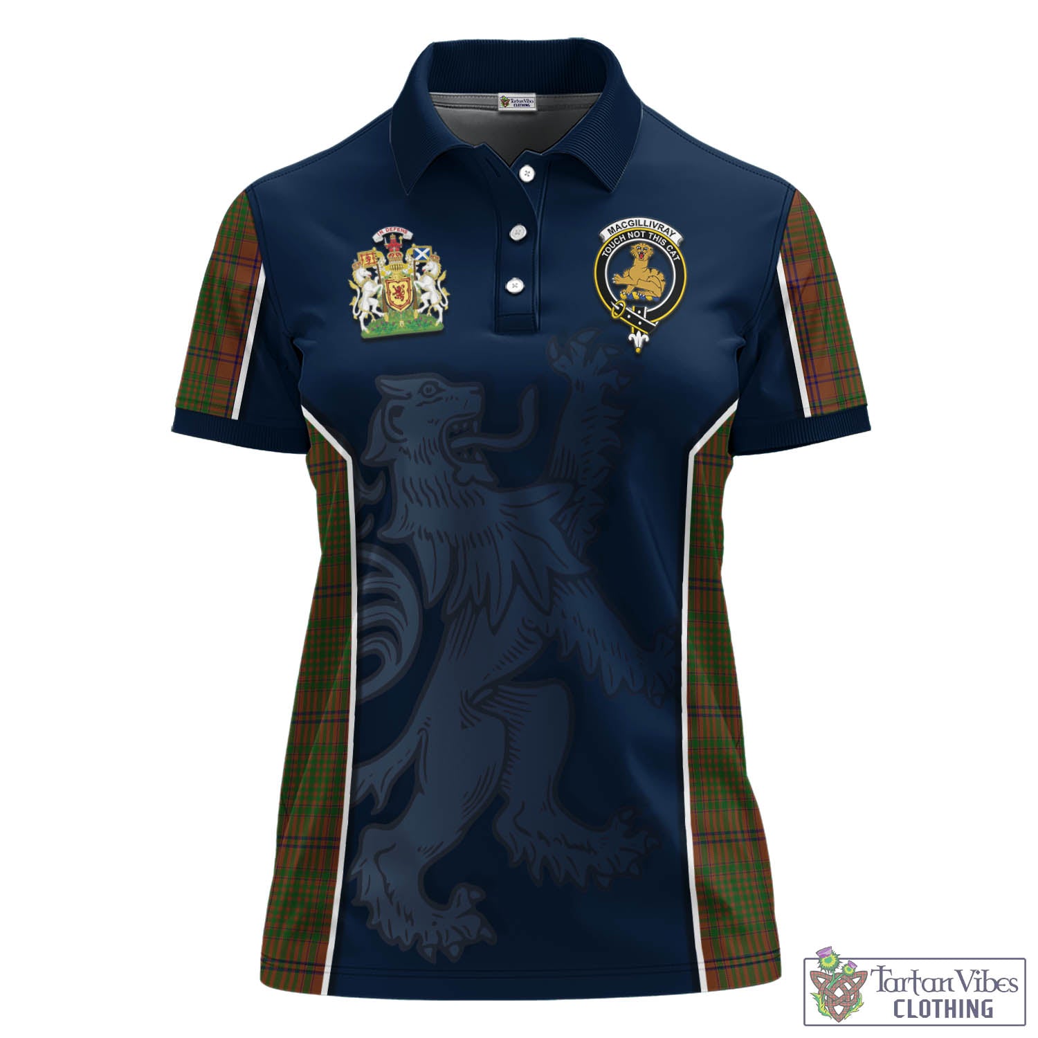 MacGillivray Hunting Tartan Women's Polo Shirt with Family Crest and Lion Rampant Vibes Sport Style - Tartan Vibes Clothing