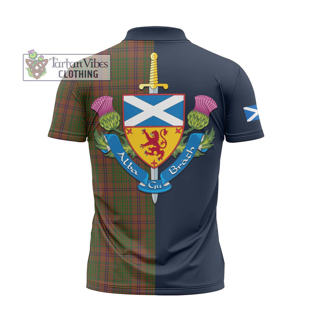 Tartan Vibes Clothing MacGillivray Hunting Tartan Zipper Polo Shirt with Scottish Lion Royal Arm Half Style