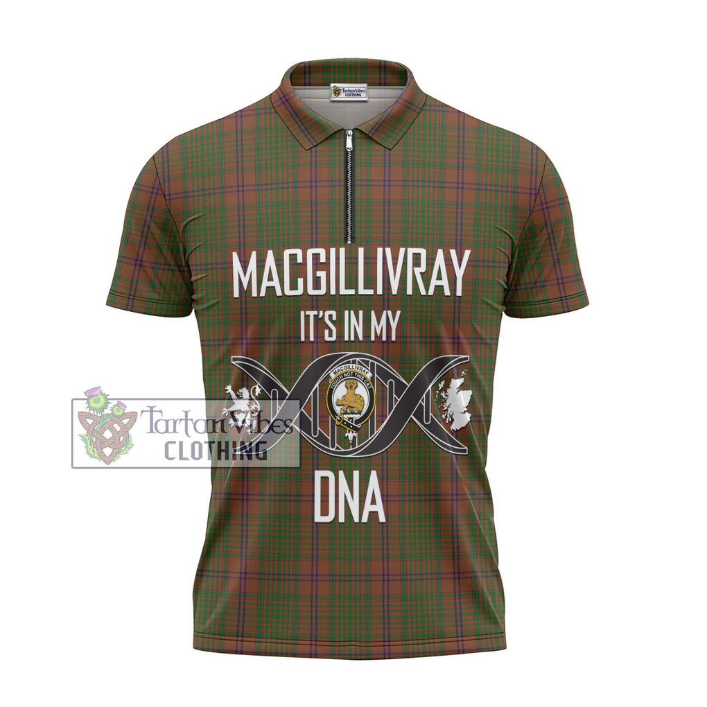 MacGillivray Hunting Tartan Zipper Polo Shirt with Family Crest DNA In Me Style - Tartanvibesclothing Shop