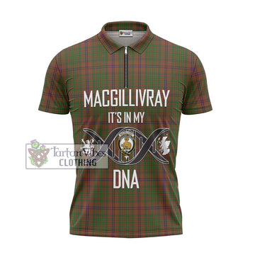 MacGillivray Hunting Tartan Zipper Polo Shirt with Family Crest DNA In Me Style