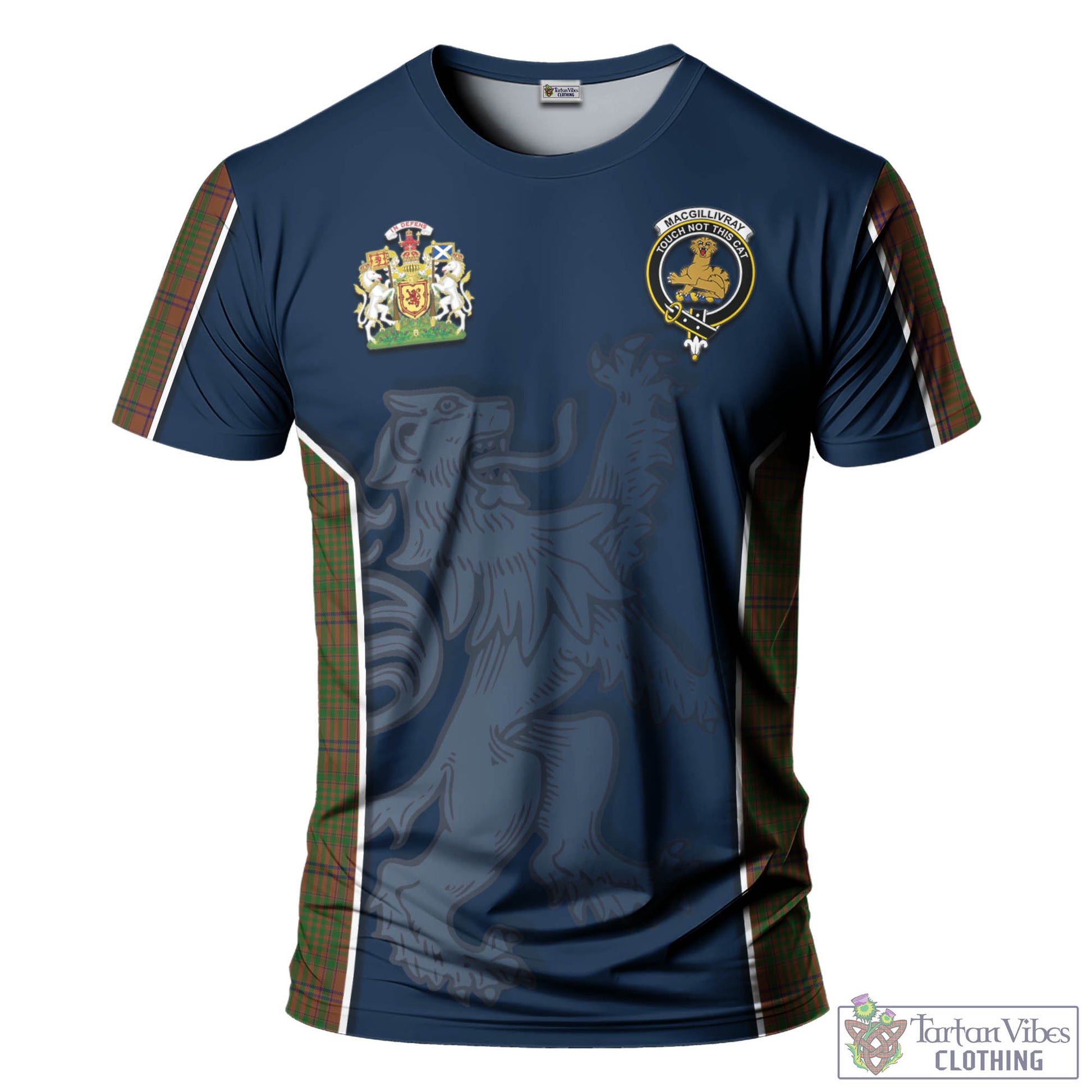 Tartan Vibes Clothing MacGillivray Hunting Tartan T-Shirt with Family Crest and Lion Rampant Vibes Sport Style