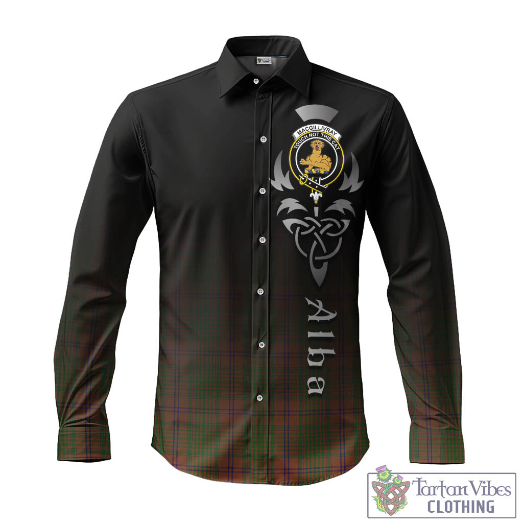 Tartan Vibes Clothing MacGillivray Hunting Tartan Long Sleeve Button Up Featuring Alba Gu Brath Family Crest Celtic Inspired