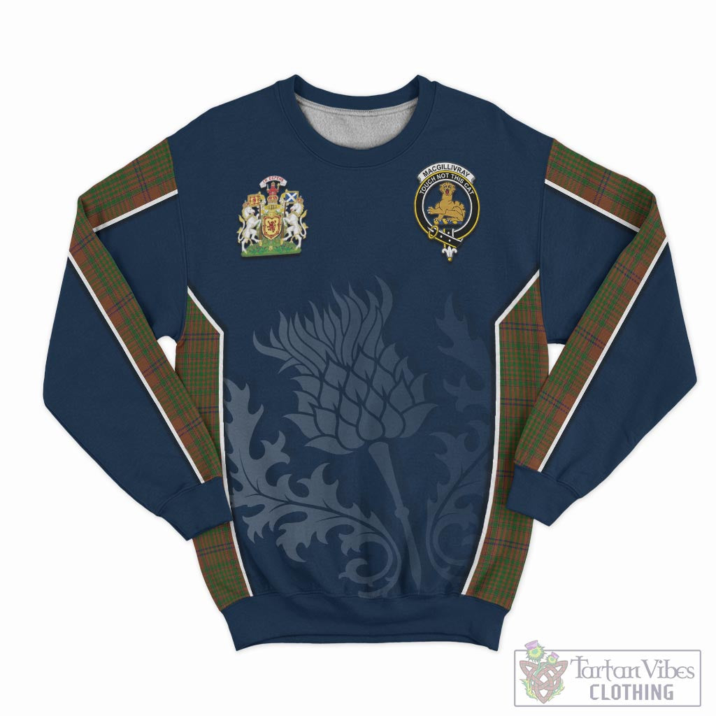 Tartan Vibes Clothing MacGillivray Hunting Tartan Sweatshirt with Family Crest and Scottish Thistle Vibes Sport Style