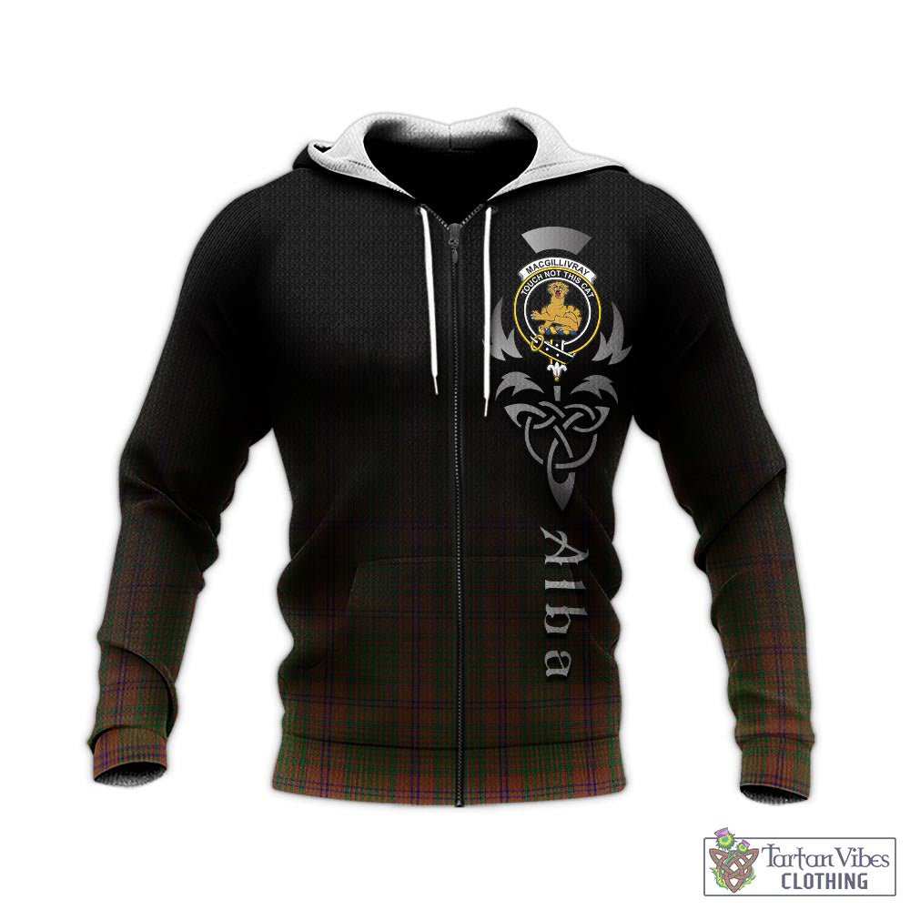 Tartan Vibes Clothing MacGillivray Hunting Tartan Knitted Hoodie Featuring Alba Gu Brath Family Crest Celtic Inspired