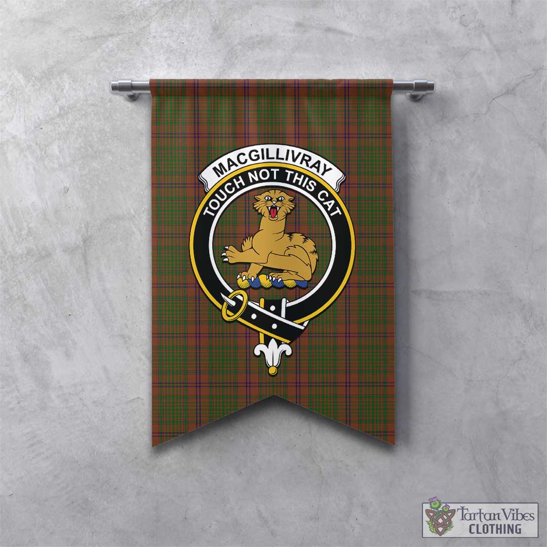 Tartan Vibes Clothing MacGillivray Hunting Tartan Gonfalon, Tartan Banner with Family Crest