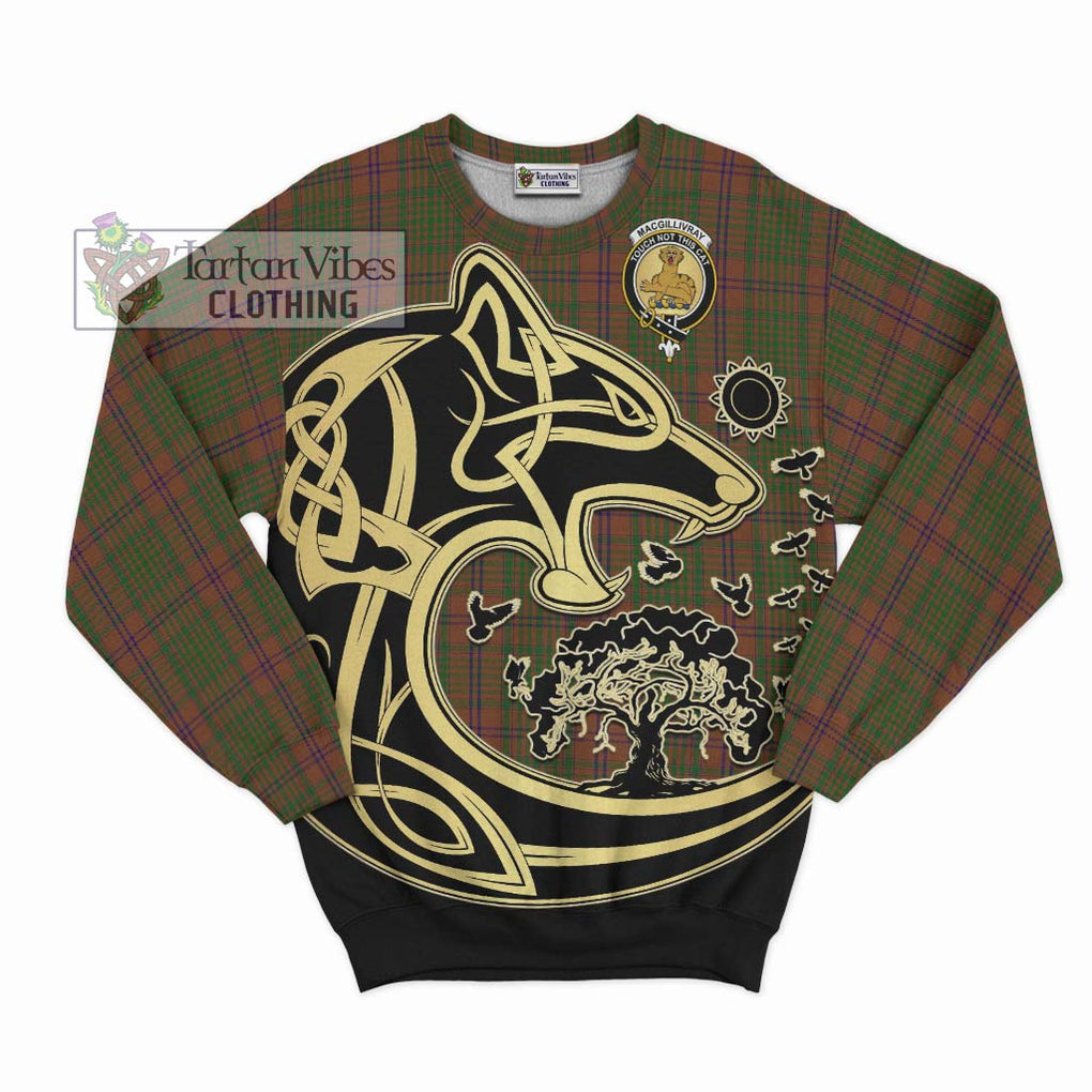 MacGillivray Hunting Tartan Sweatshirt with Family Crest Celtic Wolf Style - Tartan Vibes Clothing