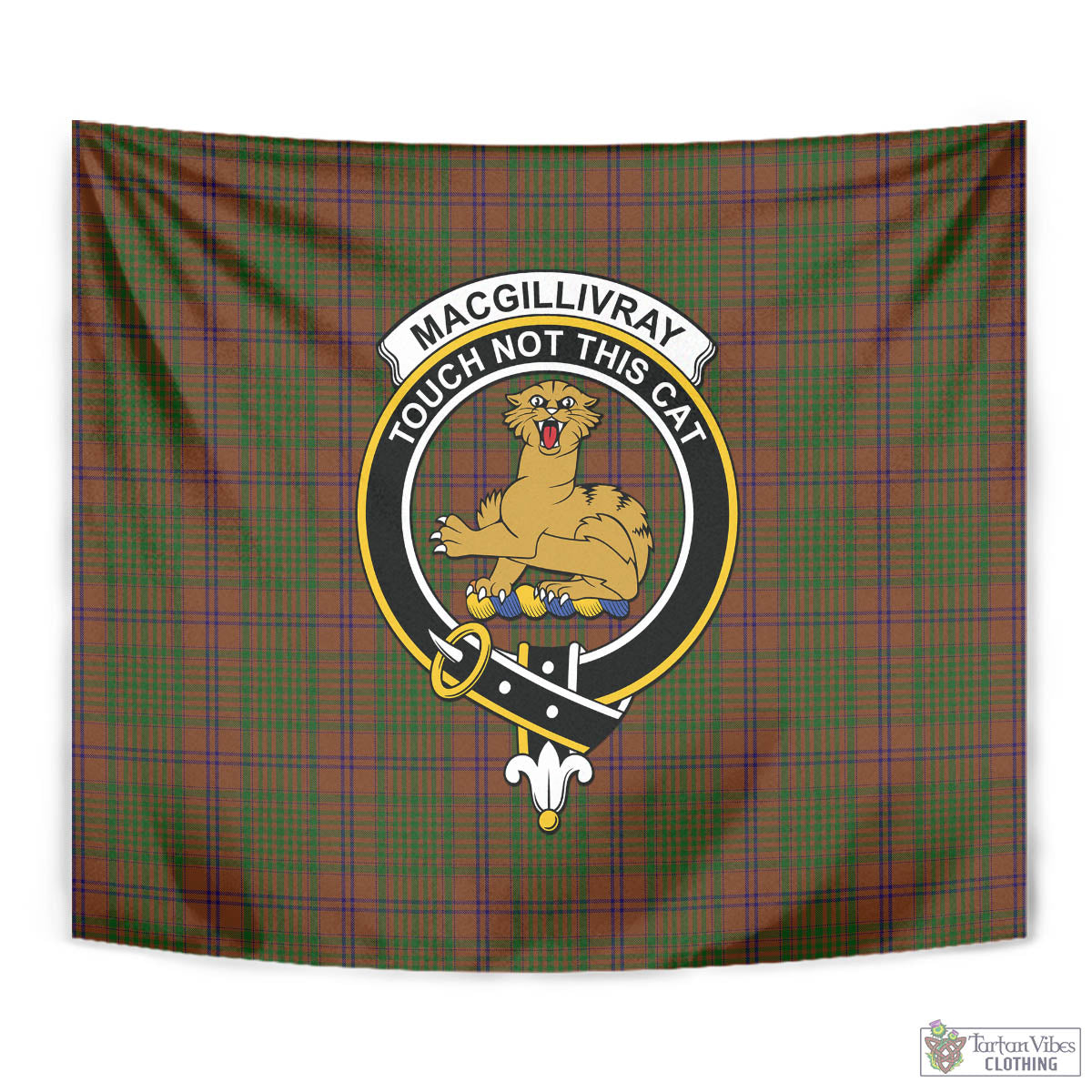 Tartan Vibes Clothing MacGillivray Hunting Tartan Tapestry Wall Hanging and Home Decor for Room with Family Crest