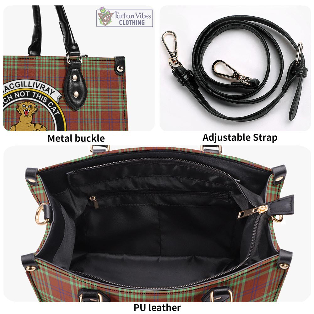 Tartan Vibes Clothing MacGillivray Hunting Ancient Tartan Luxury Leather Handbags with Family Crest