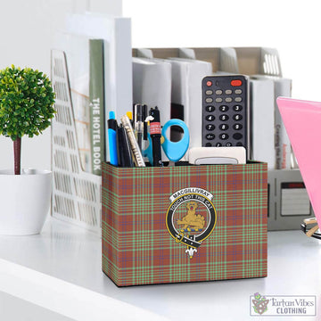 MacGillivray Hunting Ancient Tartan Pen Holder with Family Crest