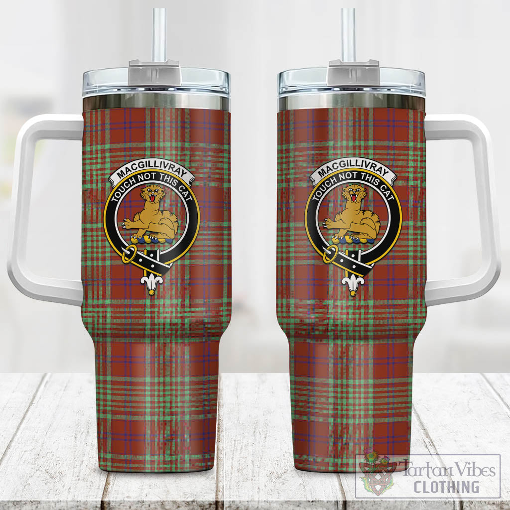 Tartan Vibes Clothing MacGillivray Hunting Ancient Tartan and Family Crest Tumbler with Handle