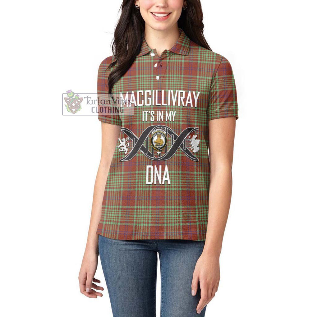 MacGillivray Hunting Ancient Tartan Women's Polo Shirt with Family Crest DNA In Me Style Women - Tartanvibesclothing Shop