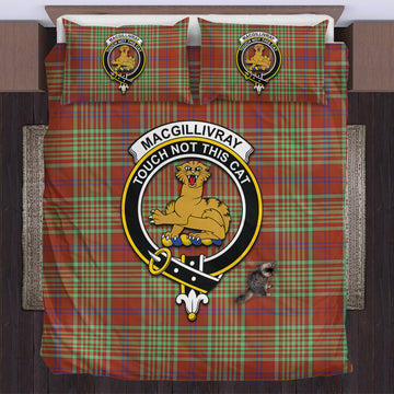 MacGillivray Hunting Ancient Tartan Bedding Set with Family Crest