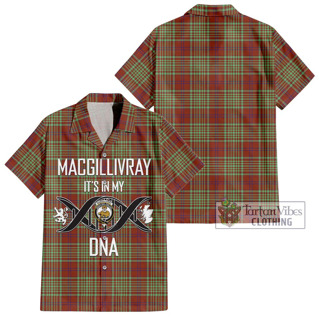 MacGillivray Hunting Ancient Tartan Short Sleeve Button Shirt with Family Crest DNA In Me Style Kid - Tartanvibesclothing Shop