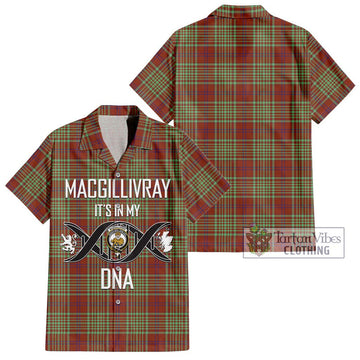 MacGillivray Hunting Ancient Tartan Short Sleeve Button Shirt with Family Crest DNA In Me Style