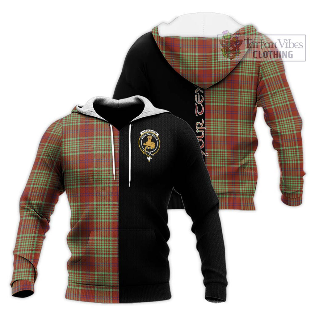 MacGillivray Hunting Ancient Tartan Knitted Hoodie with Family Crest and Half Of Me Style Unisex Knitted Pullover Hoodie - Tartanvibesclothing Shop