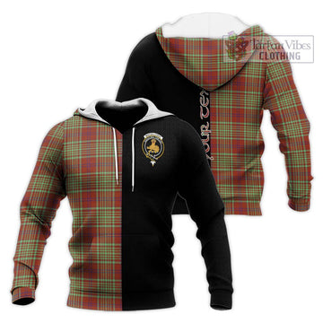 MacGillivray Hunting Ancient Tartan Knitted Hoodie with Family Crest and Half Of Me Style