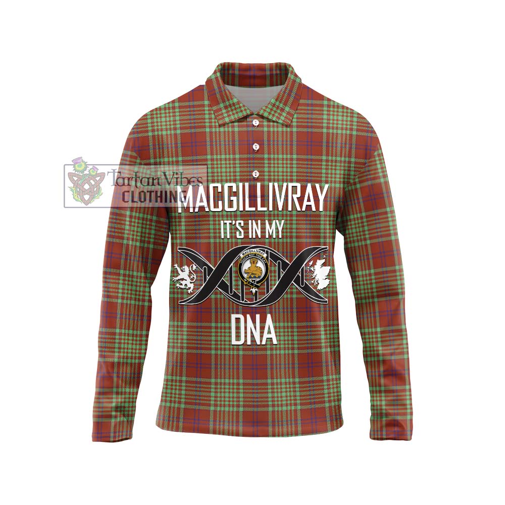 MacGillivray Hunting Ancient Tartan Long Sleeve Polo Shirt with Family Crest DNA In Me Style Unisex - Tartanvibesclothing Shop