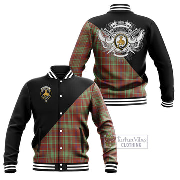 MacGillivray Hunting Ancient Tartan Baseball Jacket with Family Crest and Military Logo Style