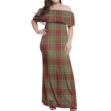 MacGillivray Hunting Ancient Tartan Off Shoulder Long Dress