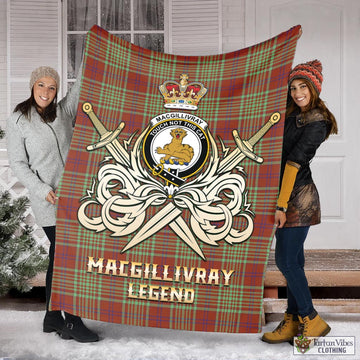 MacGillivray Hunting Ancient Tartan Blanket with Clan Crest and the Golden Sword of Courageous Legacy