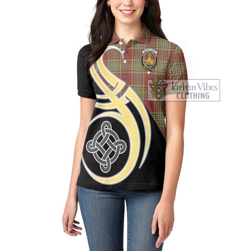 MacGillivray Hunting Ancient Tartan Women's Polo Shirt with Family Crest and Celtic Symbol Style Women - Tartan Vibes Clothing