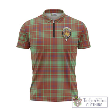 MacGillivray Hunting Ancient Tartan Zipper Polo Shirt with Family Crest