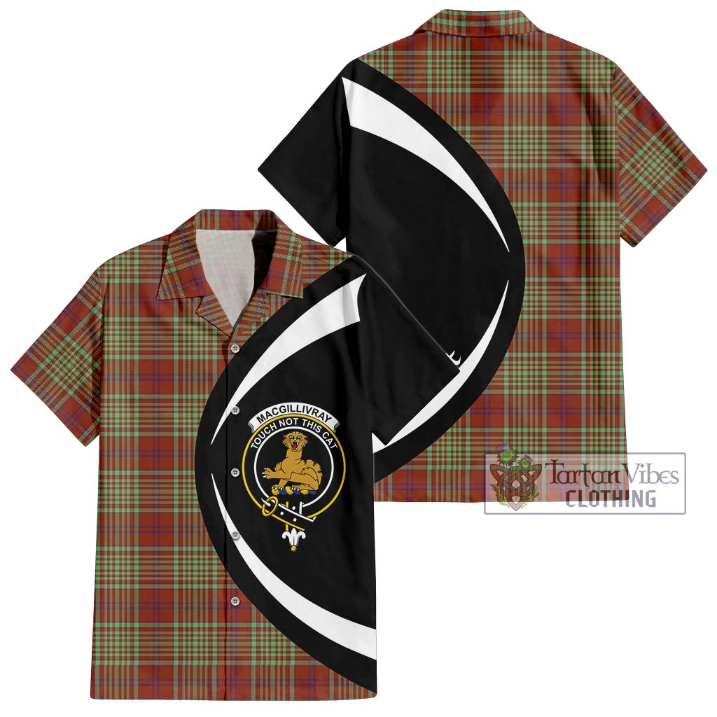 MacGillivray Hunting Ancient Tartan Short Sleeve Button Up with Family Crest Circle Style Kid - Tartan Vibes Clothing