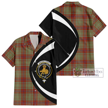 MacGillivray Hunting Ancient Tartan Short Sleeve Button Up with Family Crest Circle Style